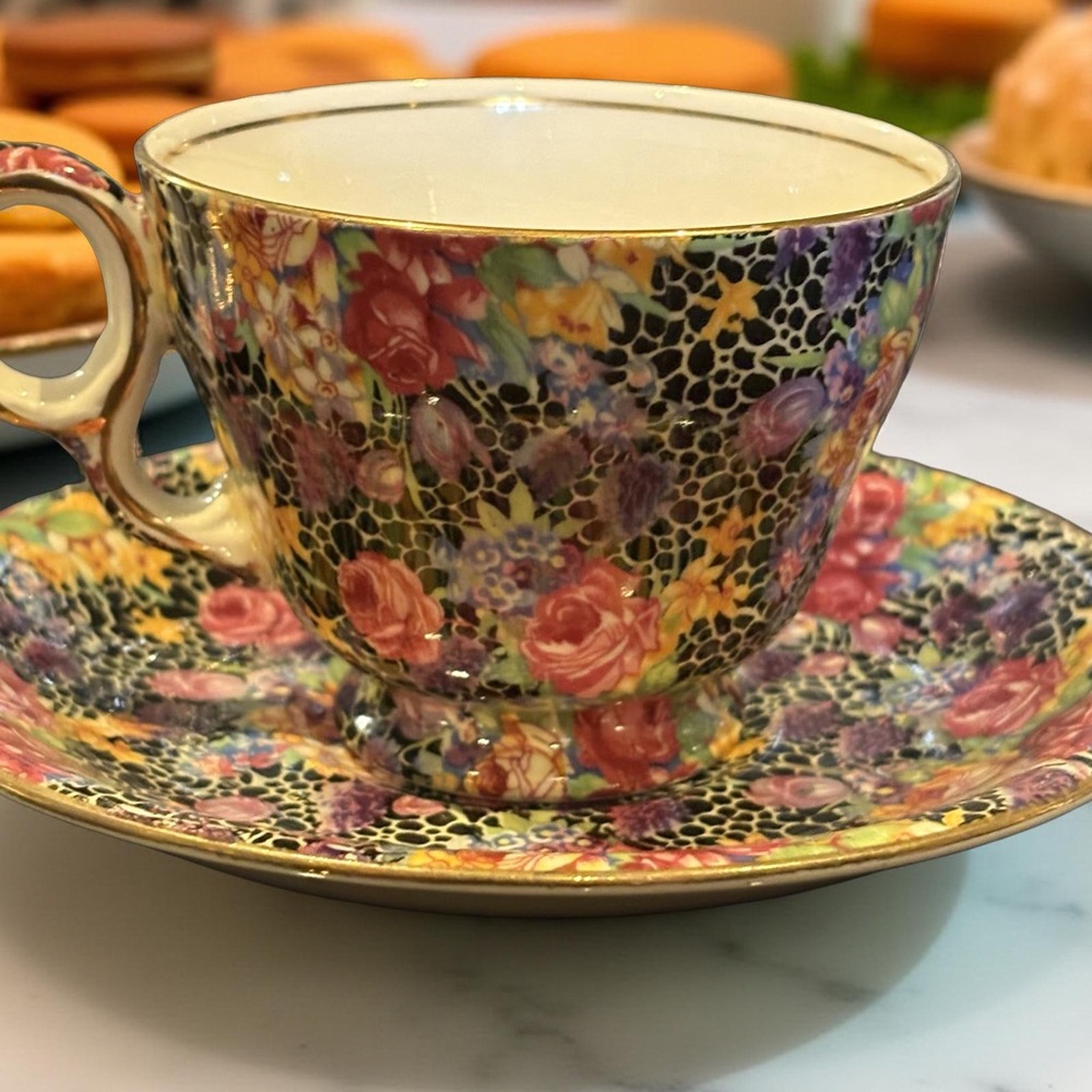 Royal Winton Grimwades teacup and saucer in Hazel pattern. Made in England.